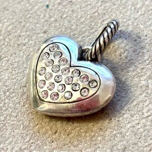 Brighton Amore Heart charm covered in clear crystals on both sides Retired